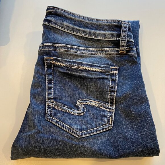 Silver Jeans Co. Elyse Capri Womens Jeans Distressed blue stretchy Denim size 29 - Picture 5 of 11